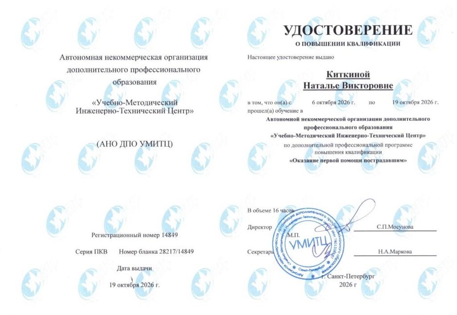 Киткина Наталья Викторовна 2026 - 2027